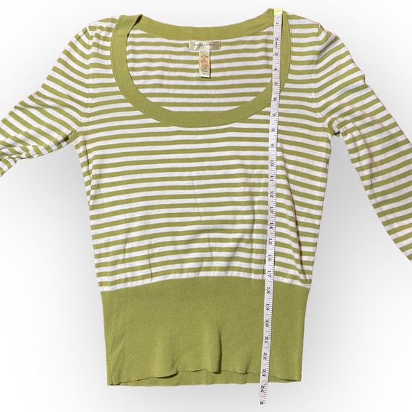 2 for $30 Banana Republic Stripe Green White Scoop Neck Sweater Size Medium - Picture 4 of 7